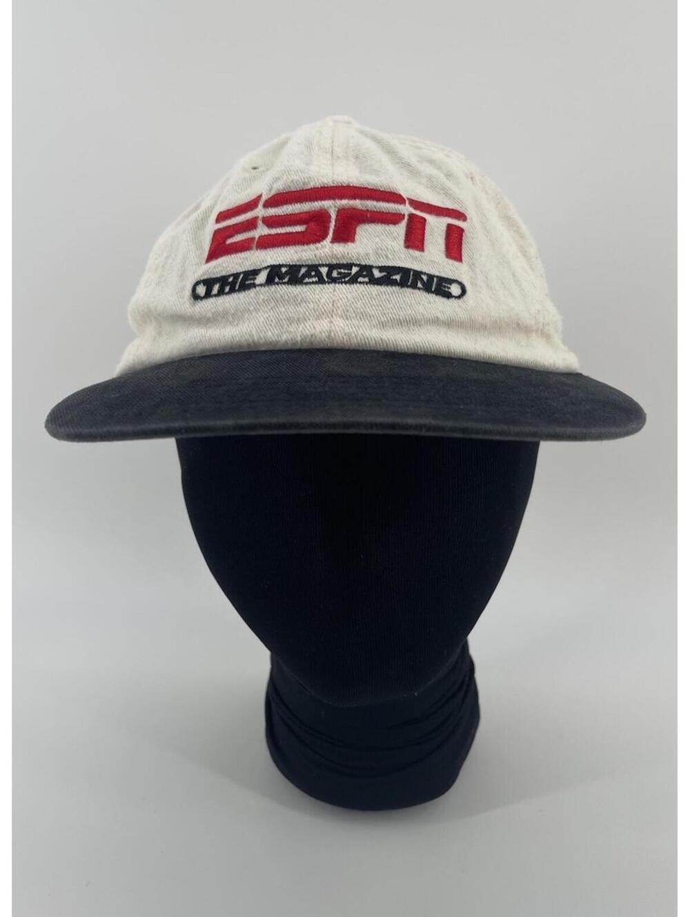 Vintage ESPN The Magazine Strapback Hat Cap Cotton White  Black